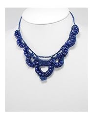 Blue Cotton Waxed Thread Dyed Natural Stone Necklace