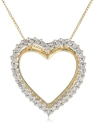 10k Yellow Gold Diamond Heart Pendant Necklace (1/4 cttw, I-J Color, I2-I3 Clarity), 18"