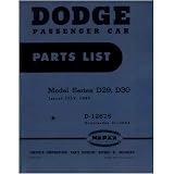 1949 DODGE D29 D30 Parts Book List Guide Catalog by Dodge