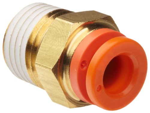 SMC KQ2H07-35AS Brass Push-to-Connect Tube Fitting with Sealant, Adapter, 1/4" Tube OD x 1/4" NPT Male