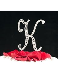 Swarovski Crystal Monogram Cake Topper Vintage Style - Letter K by 