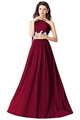 Beaded Applique Empire   Waistline One Shoulder Chiffon Evening Dress/Wedding Dress  with a Brush/Sweep Train  With a Sash 