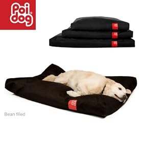Poi Dog� Large Dog Bean Bag - BLACK Poly Canvas Bean Bags for Dogs - Large / Medium Dogs (41")