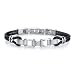 Polished Sophistication: Stainless Steel Panther Link Dual Rubber Cord Gold Screw Bracelet for Men