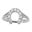 14K White Gold Diamond Horseshoe Ring