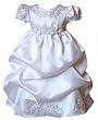 New Satin Puffed Skirt Christening Baptism Gown (Dress & Bonnet)