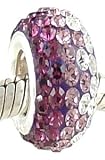 Sterling Silver Core Swarovski Crystal Bead, Set with Small Swarovski Crystals , Slide-on and Slide-off Crystal Silver Bead , 14 X 10 Mm. 5mm Compatible with Pandora, Trollbeads Chamilia,silverado,biagi and Many More...