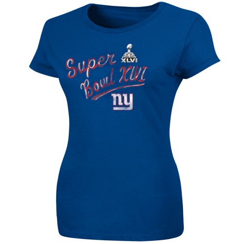 New York Giants Super Bowl XLVI Bound Ladies At The Show T-Shirt - Royal Blue (Small)