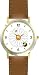 Bee & Ladybug or Lady Bug on Daisy Flower - Bee or Bumblebee - JP - WATCHBUDDY&reg; DELUXE TWO-TONE THEME WATCH - Arabic Numbers - Brown Leather Strap-Size-Women's Size-Small