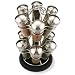 12 Jar KitchenArt Brushed Chrome Kitchen Spice Rack With Filled Jars By Olde Thompson