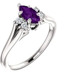 18K White Gold 8.00x4.00mm Marquise Cut Chatham Created Alexandrite and Diamond Ring -- LIFETIME WARRANTY