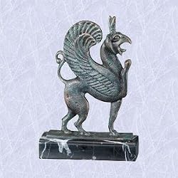 gryphon griffin iron statue greek sculpture marble base
