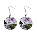 1 Inch Button Earrings of Orchid with Bamboo and River Stones (Japanese Asian Theme)