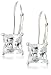 Platinum Overlay Sterling Silver 6x6 mm Emerald-Cut Cubic Zirconia Leverback Earrings