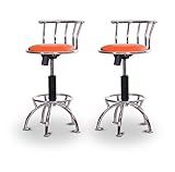 2 24"-29" Orange Nylon Seat Chrome Adjustable Specialty / Custom Barstools  ....