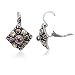 Ladies Silver Diamond Pattern Citrine Charm Folded Hoop Earrings Jewellery - Yellow