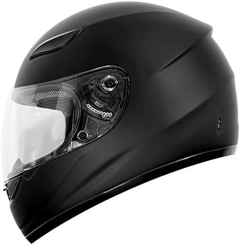 Duke Helmets DK-110 Full Face Motorcycle Helmet, Large, Matte Black