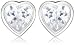Silver Ladies E1808-Cz Clear Cubic Zirconia Heart Stud Earrings