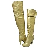 Breckelles Vanity-81 Gold Women Over The Knee Boots