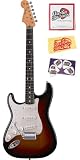 Fender American Vintage \'62 Stratocaster Reissue Bundle with Strings, Pick Card, and Polishing Cloth - Left Handed, Rosewood Fretboard, 3-Color Sunburst