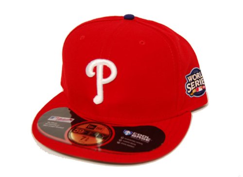 New Era Philadelphia Phillies 2009 World Series MLB On-Field Performance Fitted Hat Cap - Red, 1/2