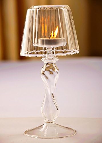 Table Lamp Shaped Clear Glass Votive Candle Candlesticks Holder by MONSTER DEAL (1 PC, 7.3 Inch H )
