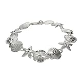 Eve's Addiction Sterling Silver Seashell, Sand Dollar and Starfish Bracelet