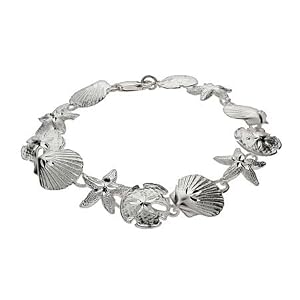 Click to buy Maine Wedding Venues: Sterling Silver Seashell, Sand Dollar and Starfish Braceletfrom Amazon!