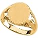 Jewelry : 14K White Gold Men's Solid Oval Signet Ring With Brush Finished Top