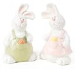 Set of 2 Smiling Easter Bunny Rabbit Decorative Boy & Girl Standing Figures 15"