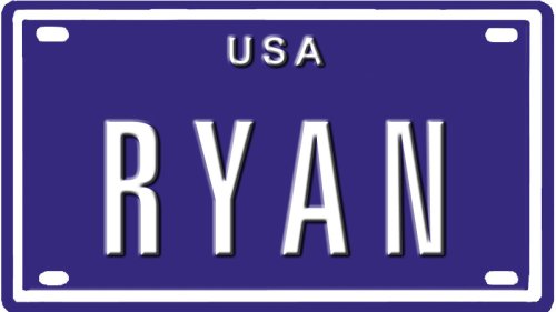 RYAN USA BIKE LICENSE PLATE. OVER 400 NAMES AVAILABLE. TYPE IN 