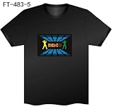 Promotional item! Advanced Technology Sound Reactive LED T-Shirt with Sound Sensory ALL Black w/ Colored Graphic