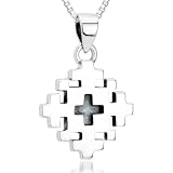 Unique Diamond Shape Crisscross Pendant Necklace Sterling Silver