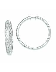 Genuine 14K White Gold Diamond In-Out Hinged Hoop Earrings 24.25 Grams of Gold