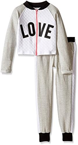 Hello Gorgeous Little Girls' French Terry Jogger Set, Gray, 6X