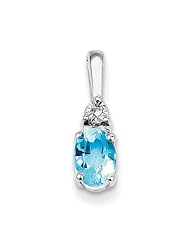Sterling Silver Diamond & Light Blue Topaz Pendant