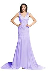 Backless Chiffon Mermaid Evening Dress/Bridesmaid Dress/Prom Dress/Party Dress/Wedding Dress  with a Brush/Sweep Train 