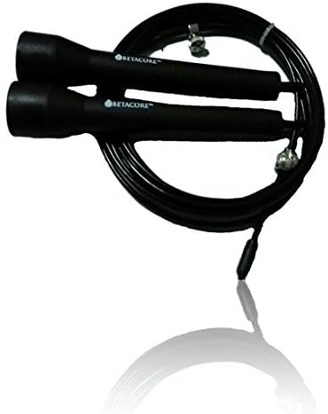 BetaCore Compact, Lightweight, Length-Adjustable, 10' Black Wire Ultra Speed Cable Jump Rope with Bearings