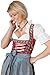 Dirndl Womens 3-Piece Longer-length Red Dirndl with Colourful Floral Design