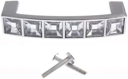 Jyacam Square Acrylic Decorated 64mm Stainless Steel Door Cabinet Drawer Handle Pull Shiny Rhinestone Knob for Cupboard Drawer (10pcs)