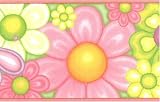 Hot Pink Flower Power Wallpaper Border
