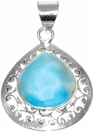 Pear Shaped Larimar Sterling Silver Pendant