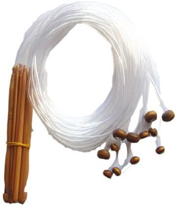 Vlonfine?12 Sizes Afghan Tunisian Carbonized Bamboo Crochet Hooks Knitting Needles 3.0 MM to 10.0 MM*With Adjoined Plastic Cable by Vlonfine