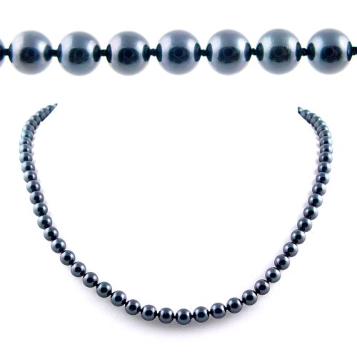 AugustinaJewelry AAA Quality 18 Inch Round 6-6.5mm Black Akoya SaltWater Cultured Pearl Necklace