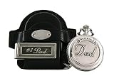 Colibri Quartz Mens Silver # 1 Dad Pocket Watch Money Clip& Case Set Pwq095258p