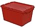 Akro-Mils 39120 21-1/2-Inch L by 15-Inch by 12-1/2-Inch Attached Lid Container Plastic Storage and Distribution Tote with Hinged Lid, Red, (Pack of 6)