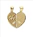 14k Yellow Gold, Sharing Split Heart Pendant Charm Love 31mm Wide
