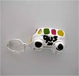 Silver Enamel Colorful School BUS * CHARM *