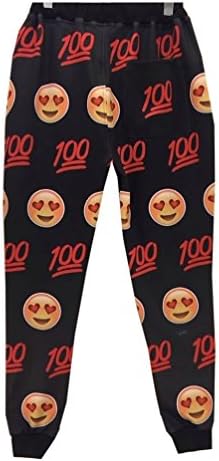 Women's 3D 100% Of Love Emoji Sweatpants Joggers Pants Black Medium