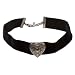 Alpenflustern Velvet Choker Wide Elastic with Heart (black) - Traditional Bavarian Oktoberfest Necklace for Dirndl